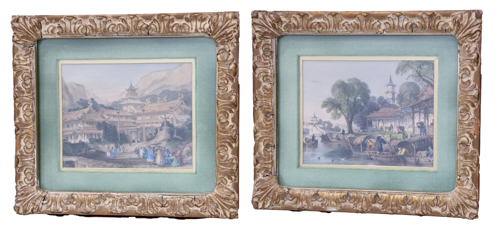 Pair of Antique Chinese Etchings: Pair of Antique Chinese Etchings Pair of Antique Chinese Etchings Approximate frame size: 10” H x 8.75” W x 1” D Approximate image size: 4.75” H x 6” W