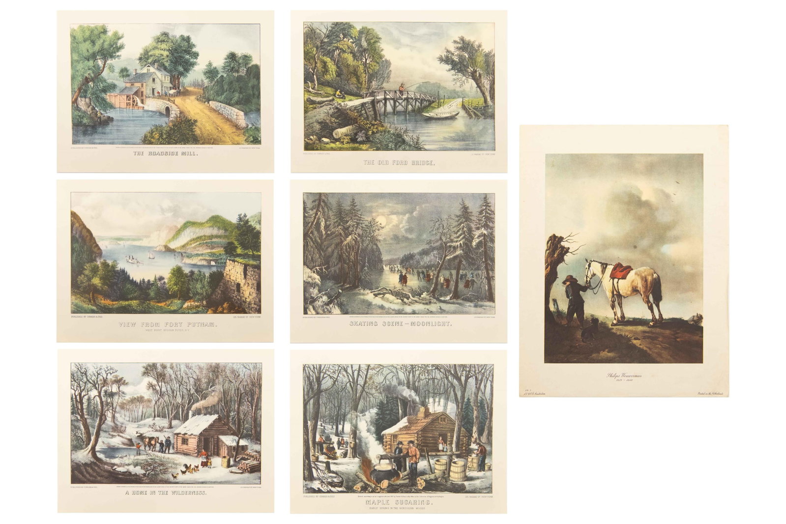 Group of 7 Currier and Ives Original Lithograph Prints (1 of 17)