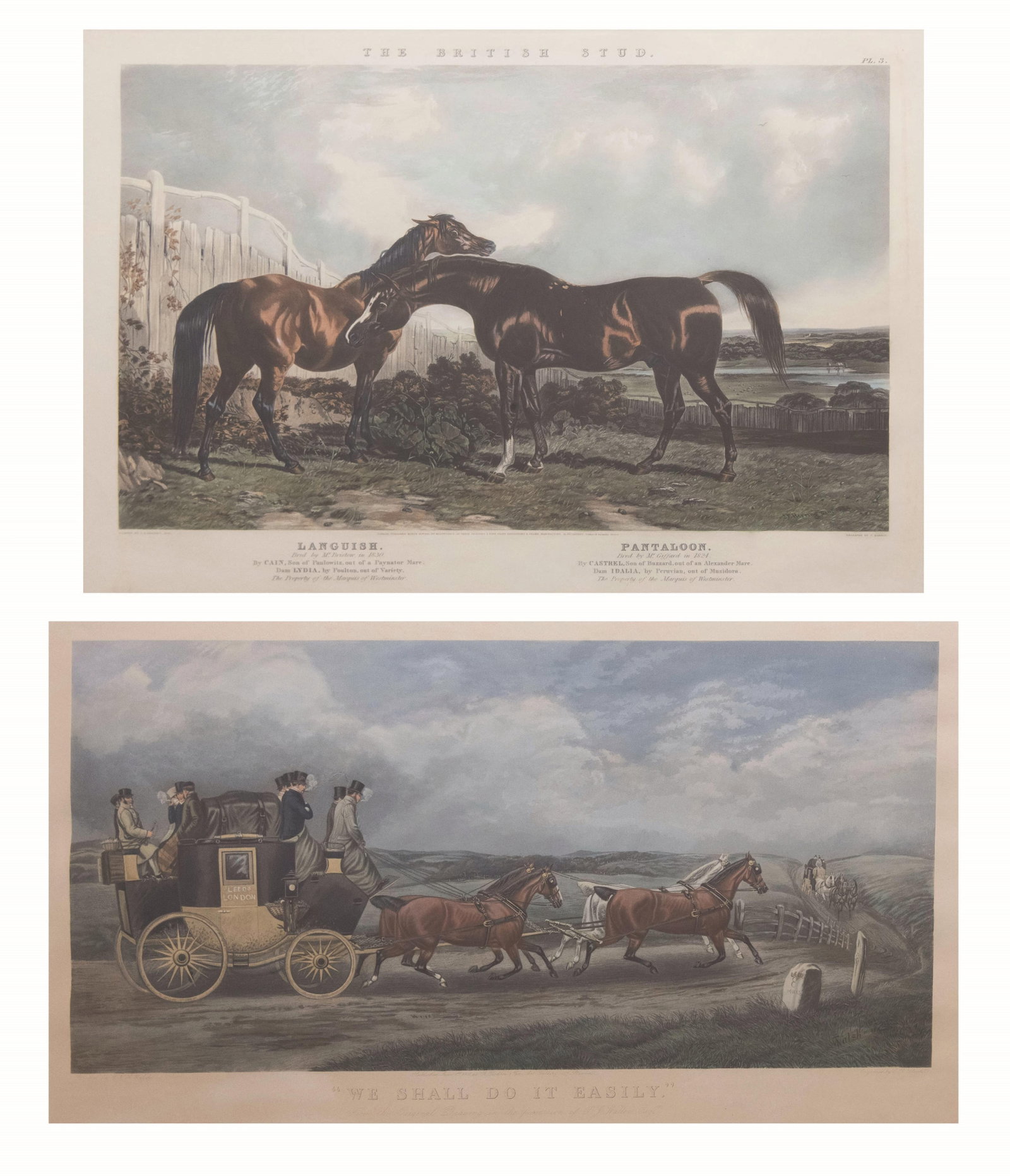 Group of 2 Engravings by J Harris, 'the British Stud' & C R Stocks, 'We Shall Do It Easily' (1 of 12)