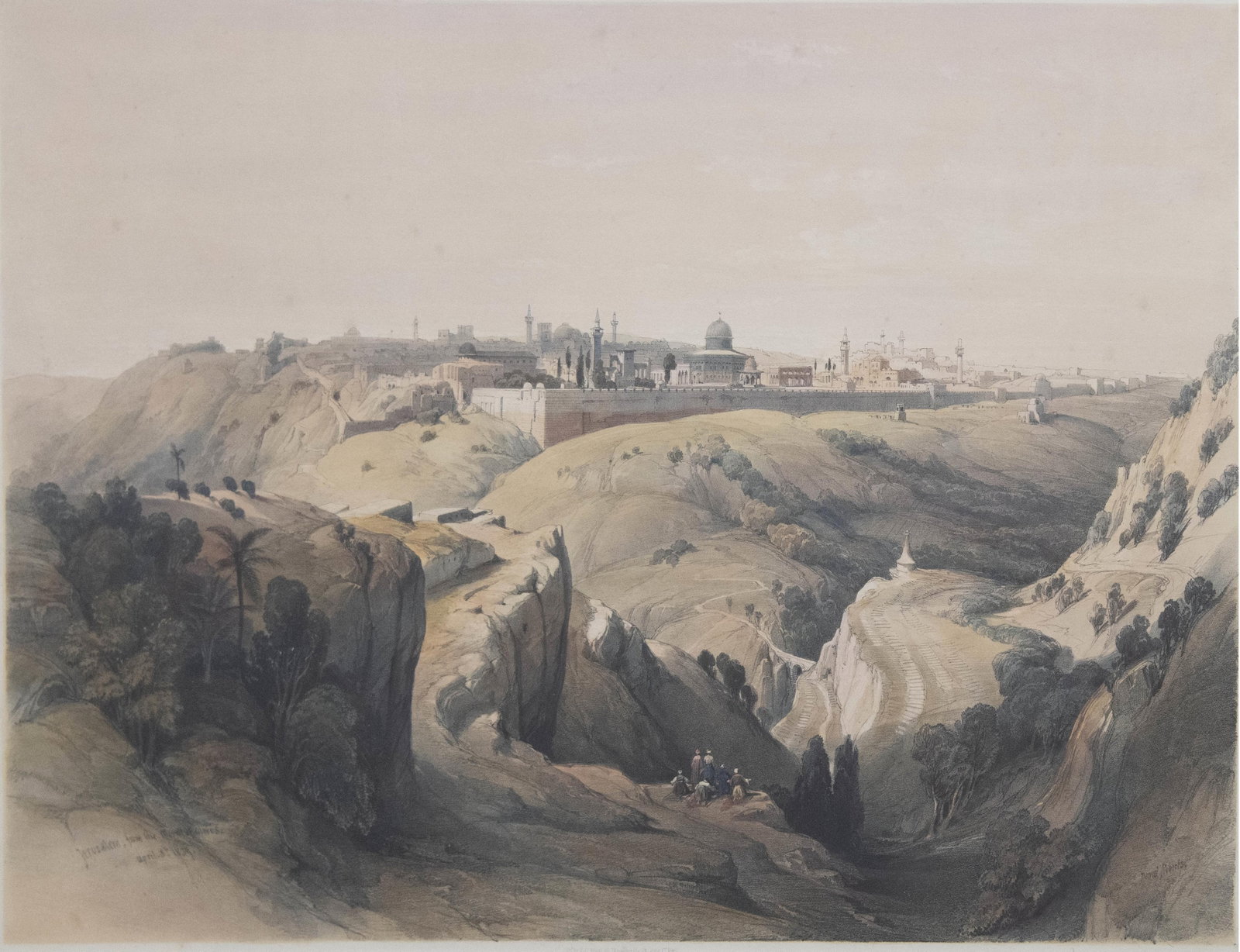 David Roberts, Views in the Holy Land, Jerusalem, Lithograph: David Roberts Views in the Holy Land, Jerusalem Lithograph David Robert’s Jerusalem David Roberts' most famous work, Views in the Holy Land, Syria, Idumea, Arabia, Egypt, & Nubia, was published 