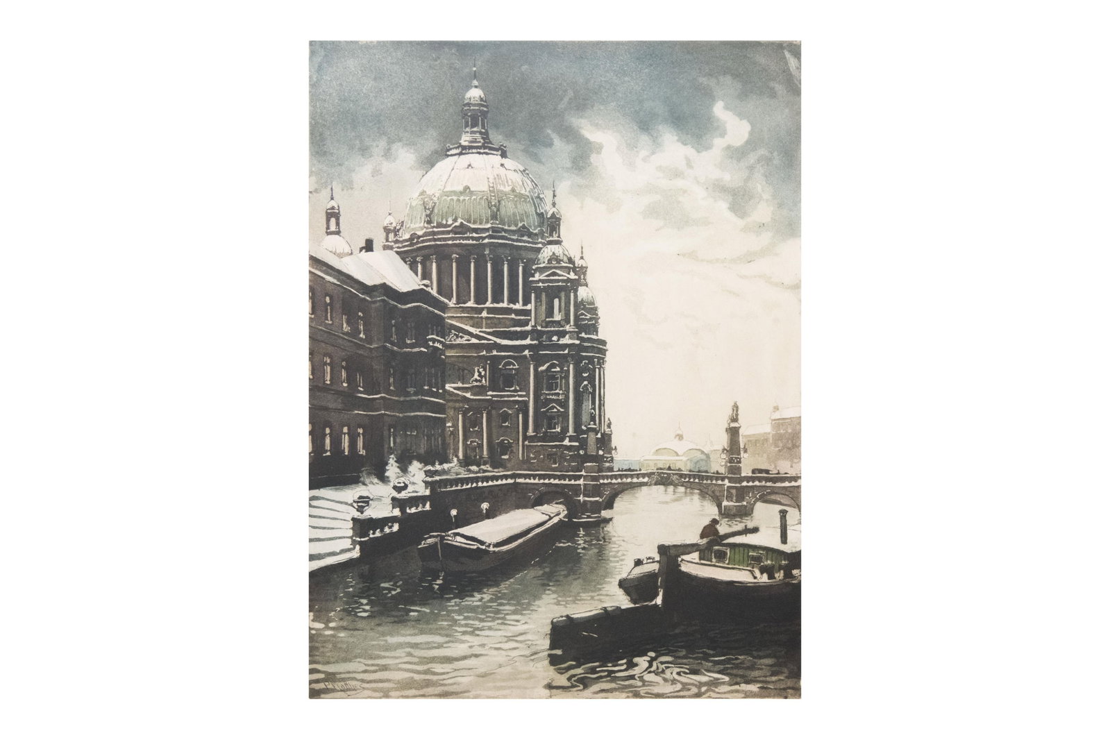 Oskar Paul Matthes, German 1872-1956, Berlin Cathedral, Spree River, Etching (1 of 10)