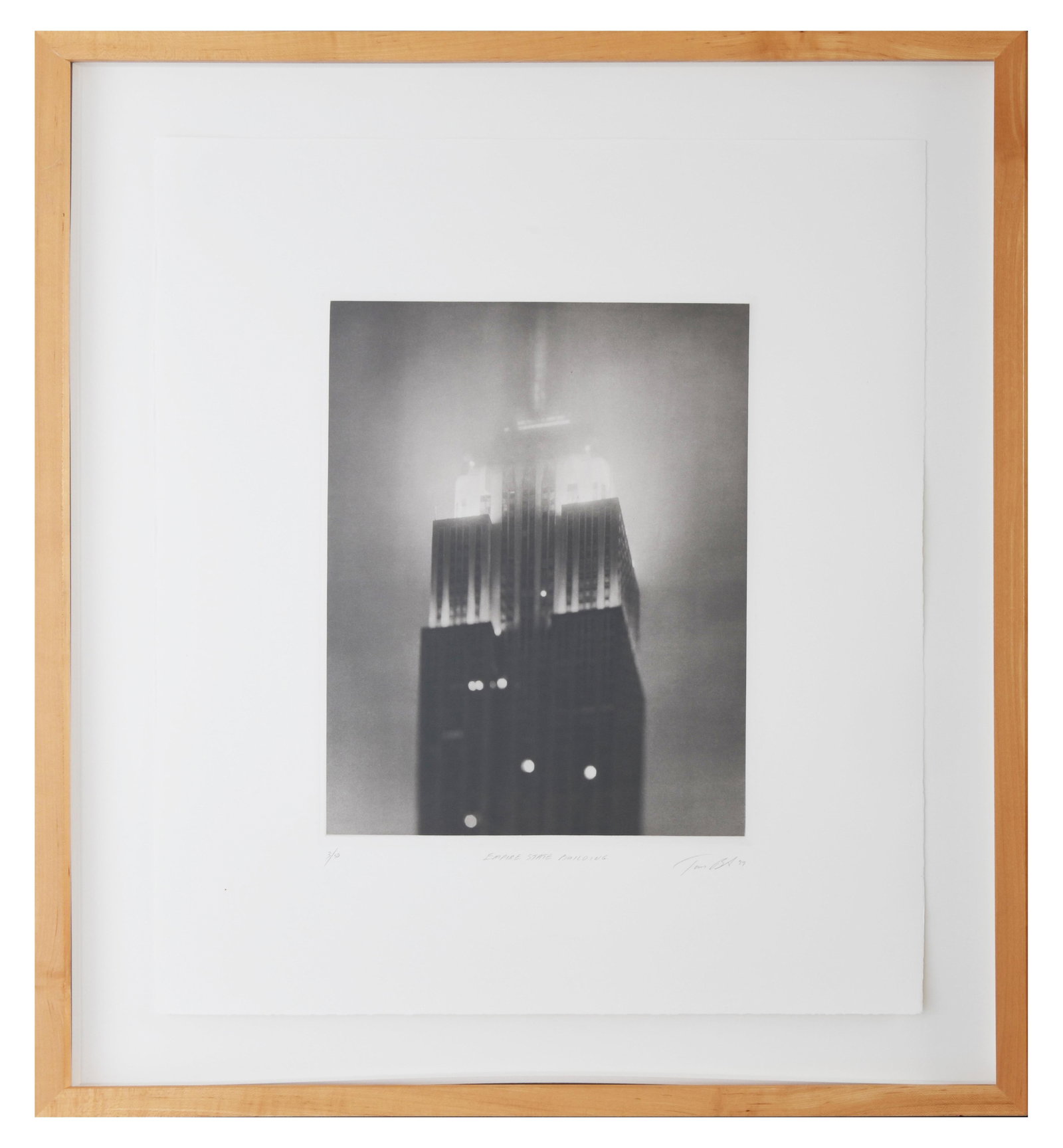 Tom Baril, American 1952-, Empire State Building, 1999, 3/50, Photogravure: Tom Baril American, 1952- Empire State Building, 1999, 3/50 Photogravure Tom Baril, Empire State Building, 1999 Hand signed bottom right Edition marked bottom left 3/50 Purchased Bonni Benrubi Ga