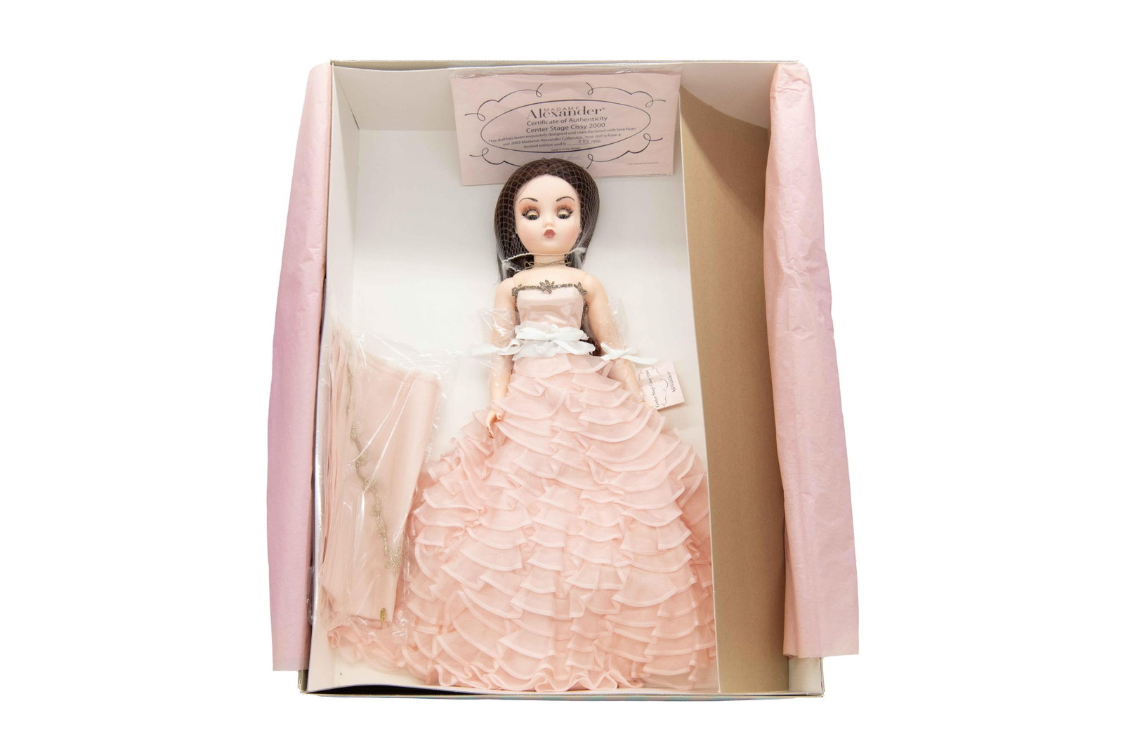 Madame Alexander ‘Center Stage Cissy 2000’ 36255 Doll, 2003: Madame Alexander ‘Center Stage Cissy 2000’ 36255 Doll, 2003 Includes Certificate of Authenticity. Numbered 230/350. Box has minimal wear with minor creases, scuffs and foxing commensurate 