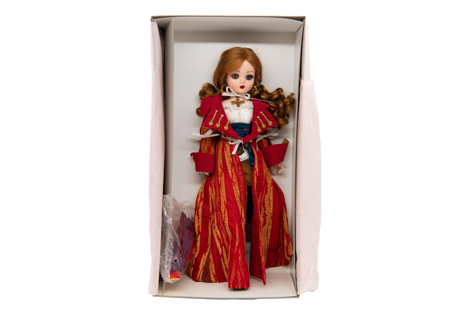 Madame Alexander ‘Captivating Swashbuckler Cissy’ 46095 Doll: Madame Alexander ‘Captivating Swashbuckler Cissy’ 46095 Doll Box has minimal wear with minor scuffing and denting commensurate with age. Approximate box size: 6” H x 12.25” W x