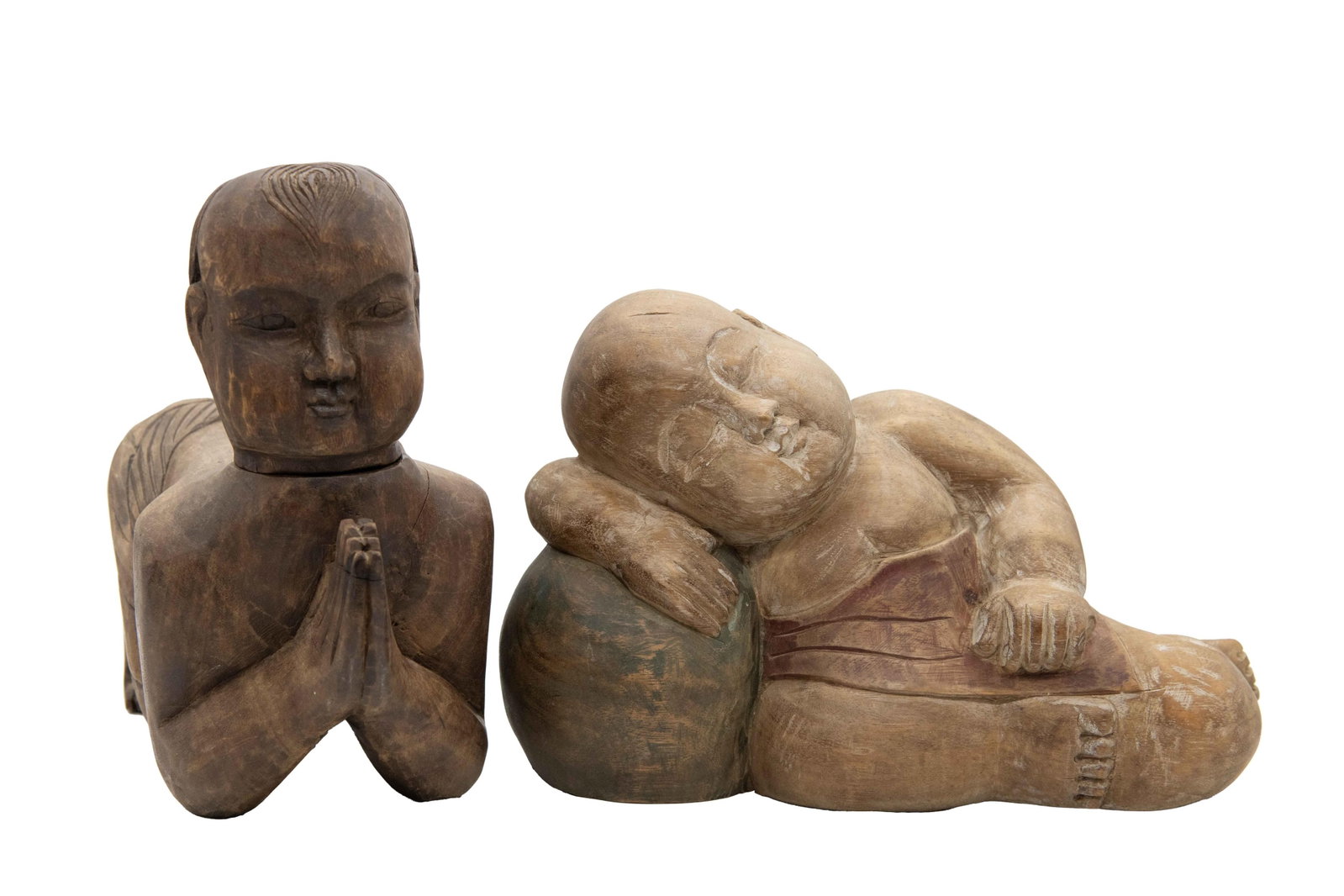 Two Hand Carved Wooden Buddhas (1 of 12)