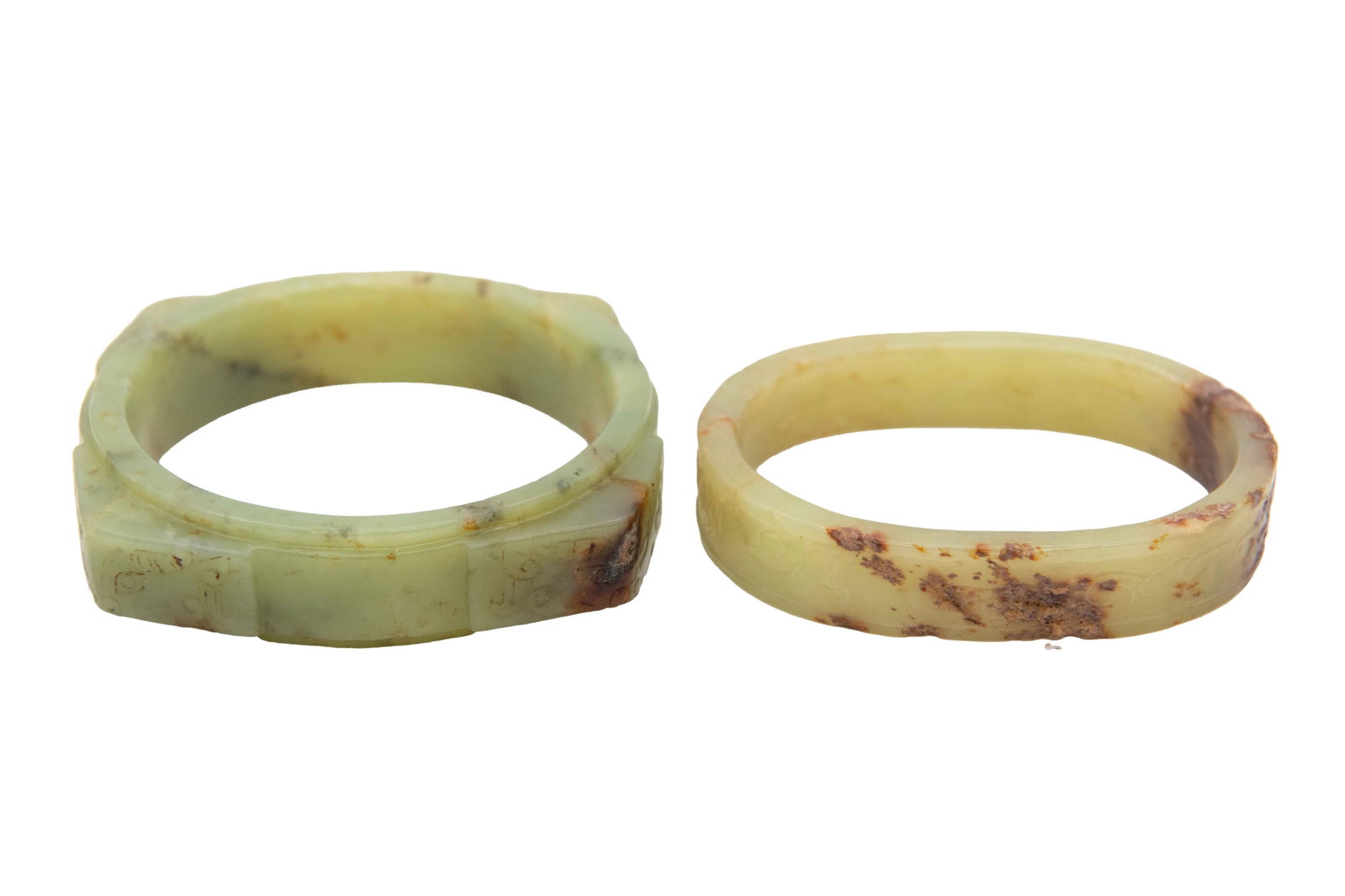 Two Carved Jade Bangles (1 of 6)