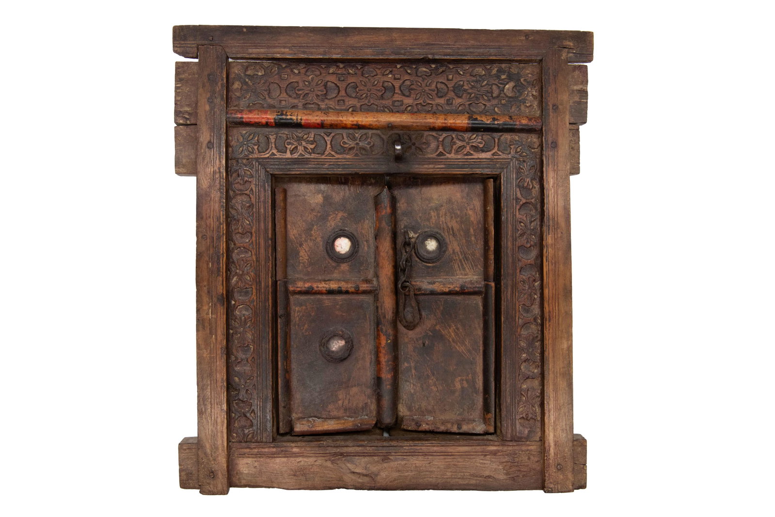 Antique Wood Window Panel Frame: Antique Wood Window Panel Frame Likely Indian Approximate size: 19.75” H x 17.75” W x 2.75” D