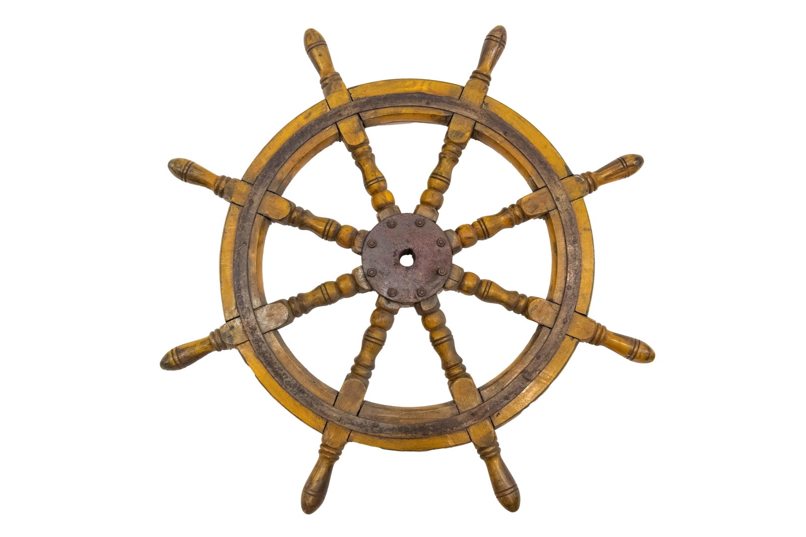 Wood Carved Sailors Ship Boat 8 Spoke Wheel (1 of 8)