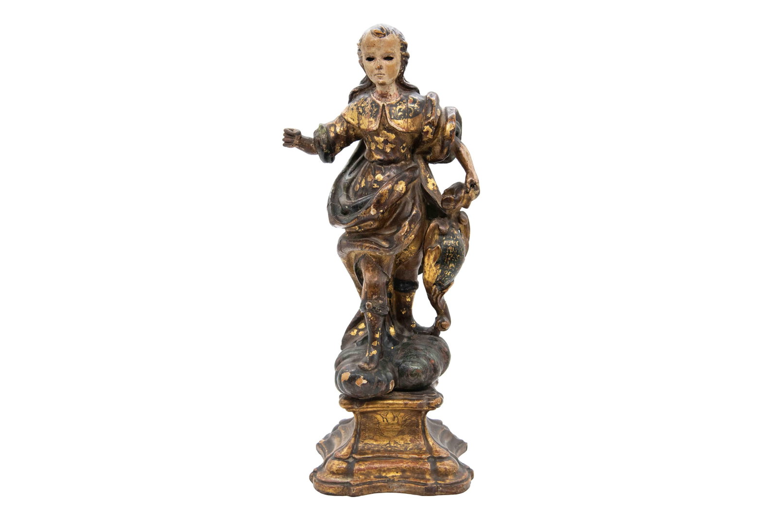 Continental Baroque Carved Polychrome Gilt Figure (1 of 15)