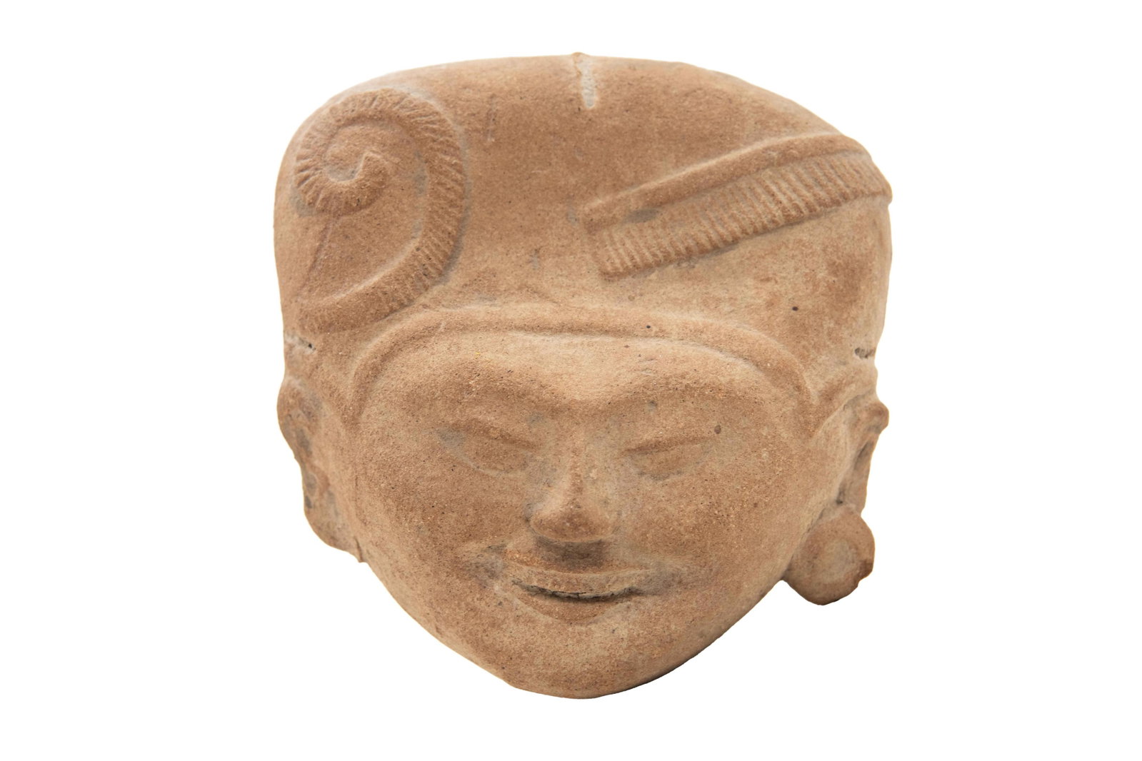 Pre Columbian Vera Cruz Smiling Pottery Sonriente Head on Stand (1 of 13)