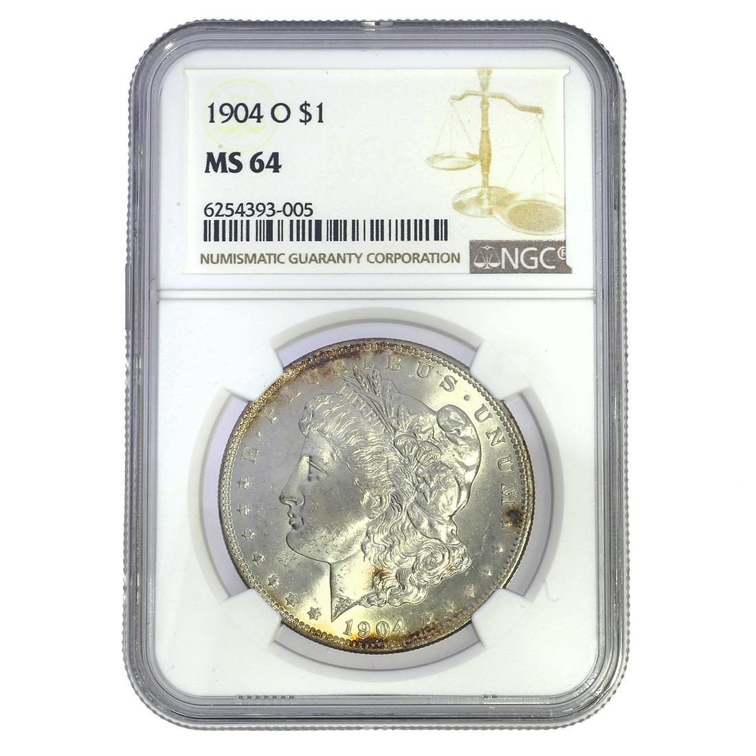 NGC Graded MS 64 1904 O Morgan Silver Dollar (1 of 2)