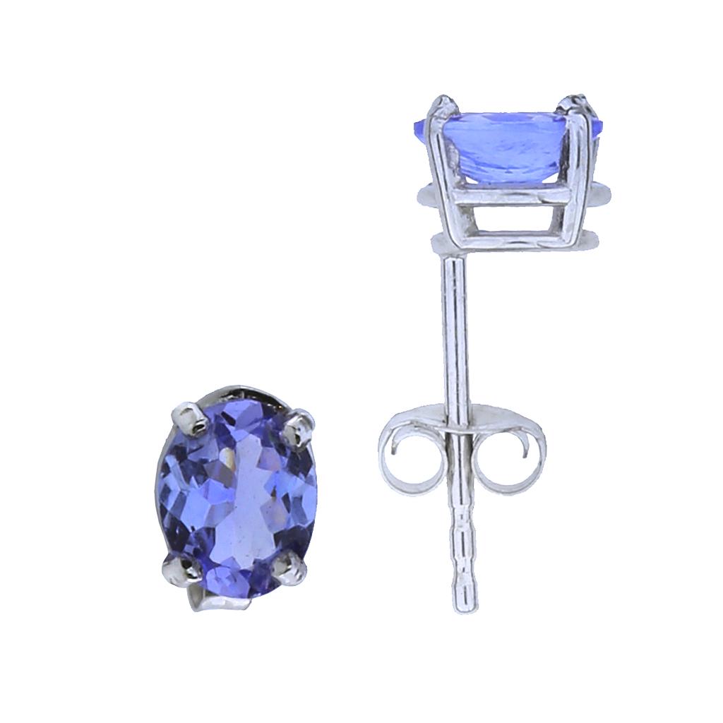 14K Tanzanite Stud Earrings: Earring Dimensions: Length 1/4", Width 3/16" Color Gemstones: Tanzanite Color Gemstone Total Carat Weight (ctw): 0.75ctw Color Gemstone Shape/Cut: Oval Color Gemstone Dimensions: 5 x 4mm Backing Type: