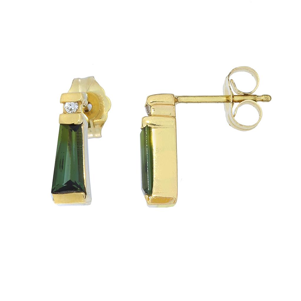 14K Tourmaline & Diamond Stud Earrings (1 of 1)