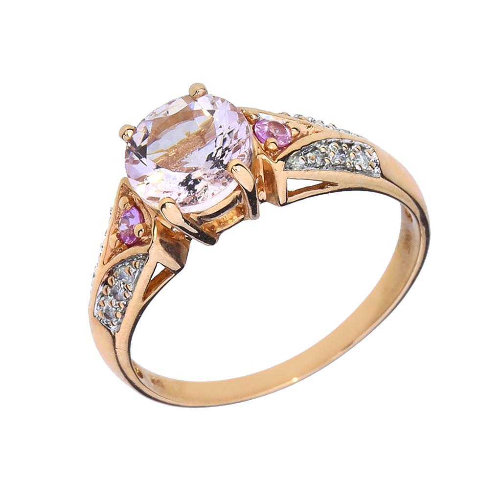 10K Rose Gold Pink Topaz & Diamond Ring (1 of 4)