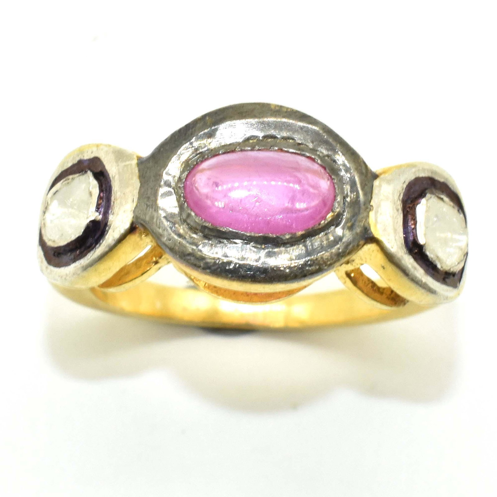 Silver Rose Cut Diamond  Ruby Ring (1 of 5)