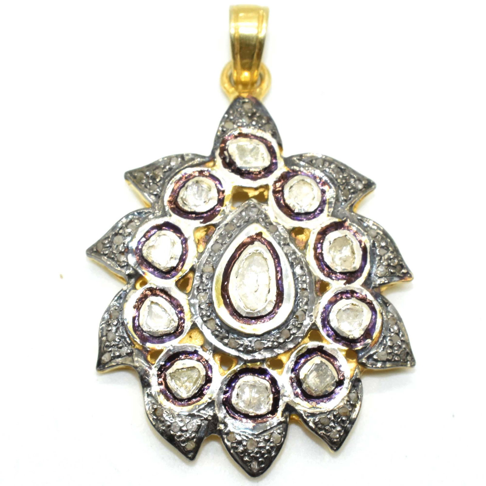 Silver Rose Cut Diamond Pendant (1 of 4)