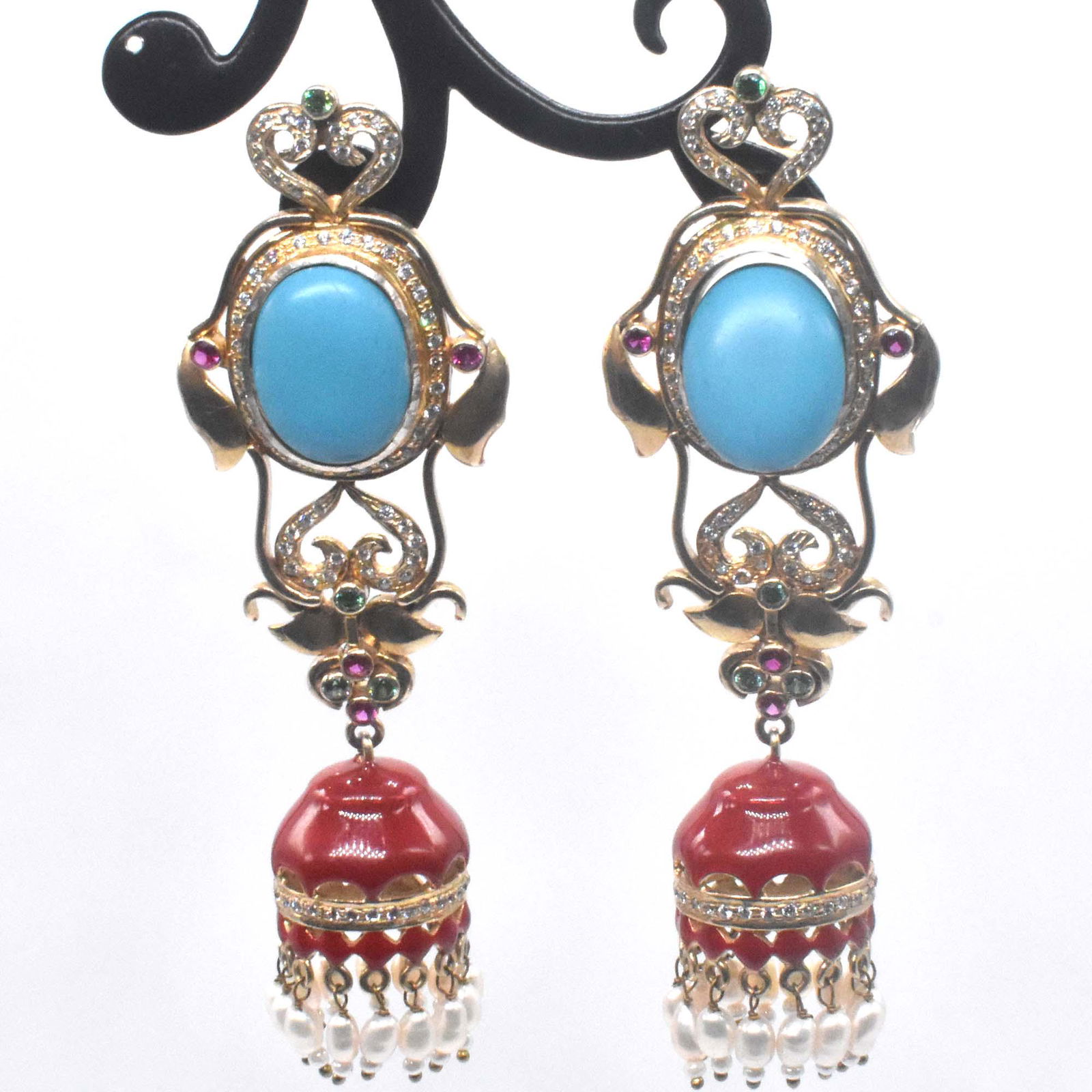 Silver Natural Zircon & Turquoise Pearl   Dengling (1 of 3)