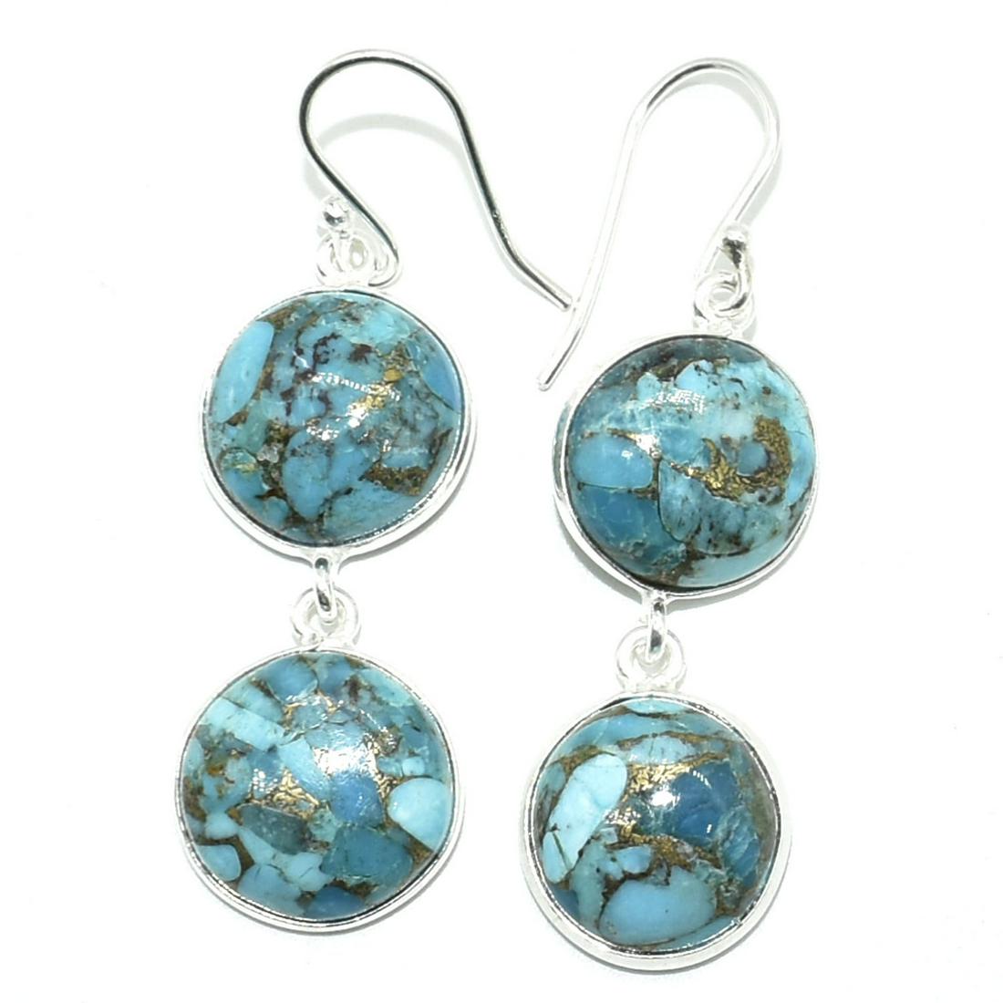 Silver Blue Copper Turquoise Earring (1 of 4)