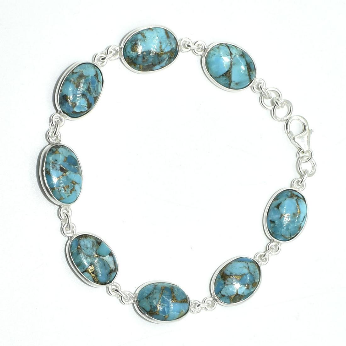 Silver Blue Copper Turquoise Bracelet (1 of 3)