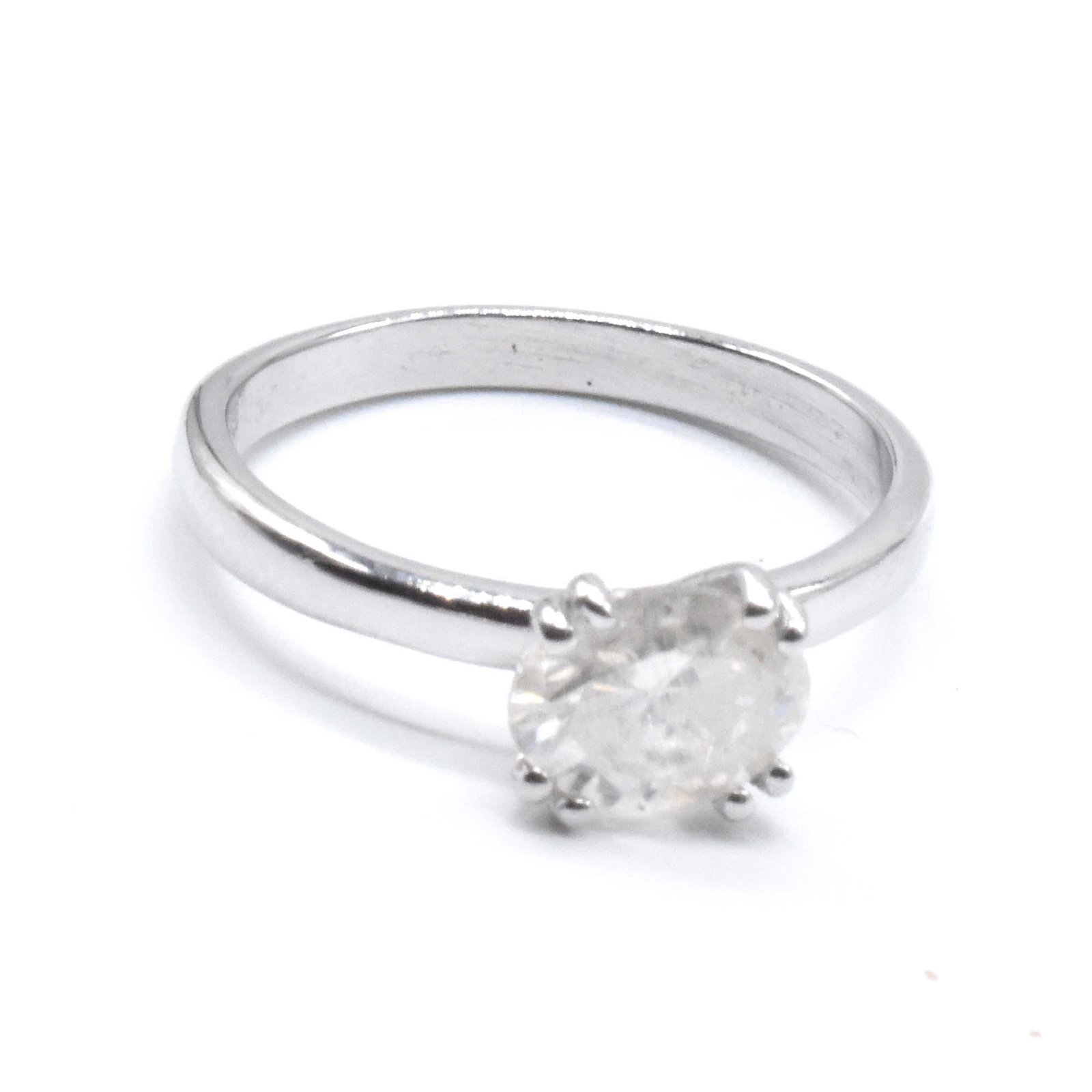 STERLING SILVER RHODIUM PLATED MOISSANITE RING: STERLING SILVER RHODIUM PLATED MOISSANITE (1.30 CTS) RING WEIGHT- 2.35 GRAMS