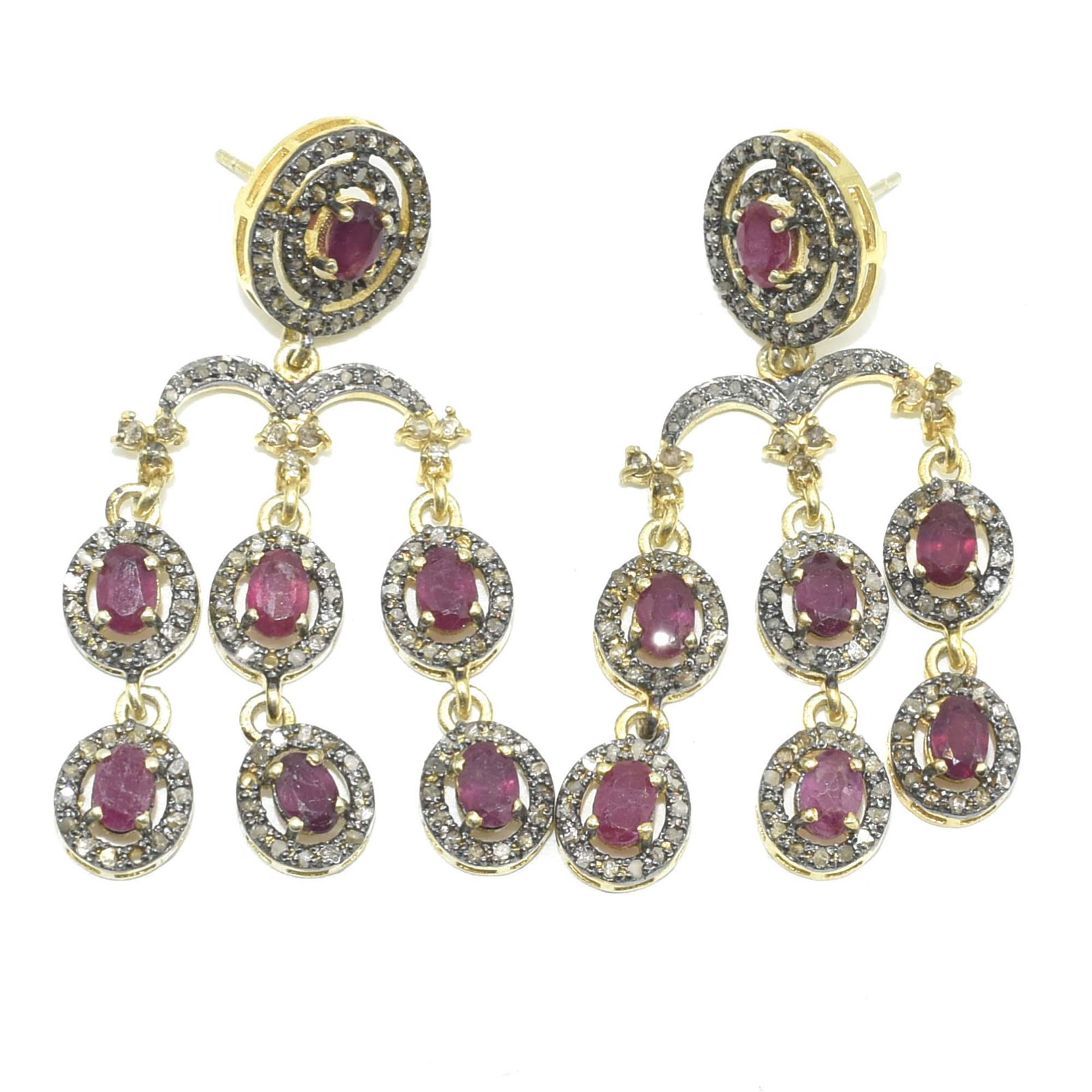 Diamond(2.45ct) Ruby(7.2ct) Victorian Jewelry Earring (1 of 4)