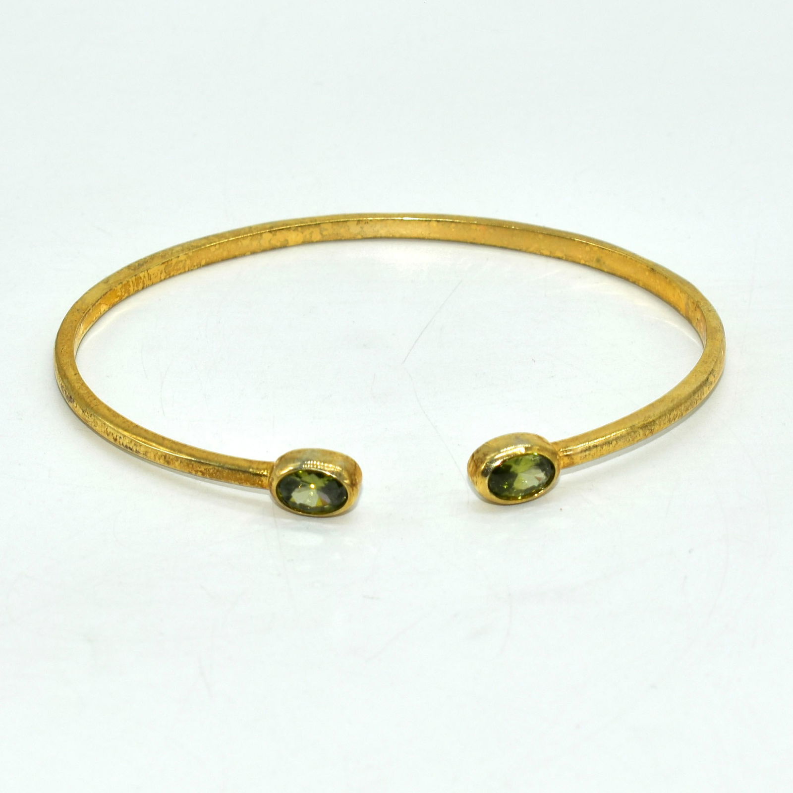 Gold plated Sil Peridot(0.95ct) Cuff Bangle (1 of 3)