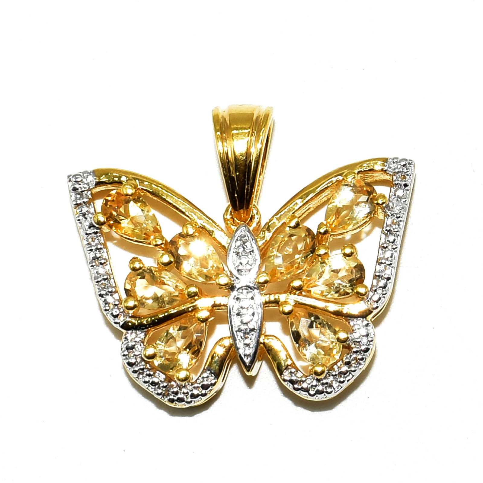 Gold plated Sil Citrine White Topaz(2.9ct) Pendant (1 of 3)