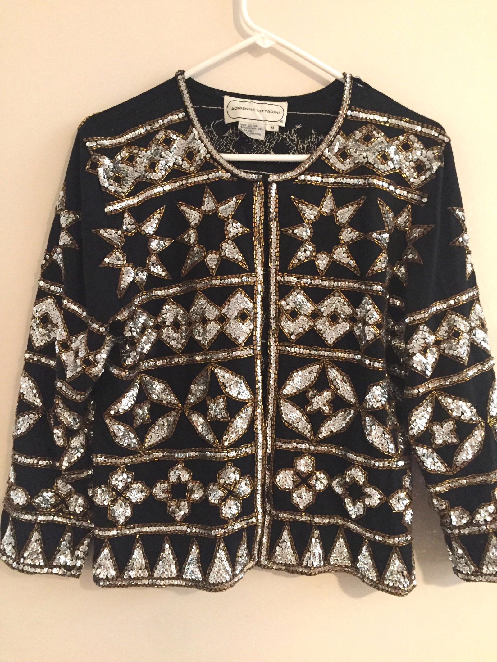 Adrienne Vitaddini Sequined Evening Star Jacket: Size M