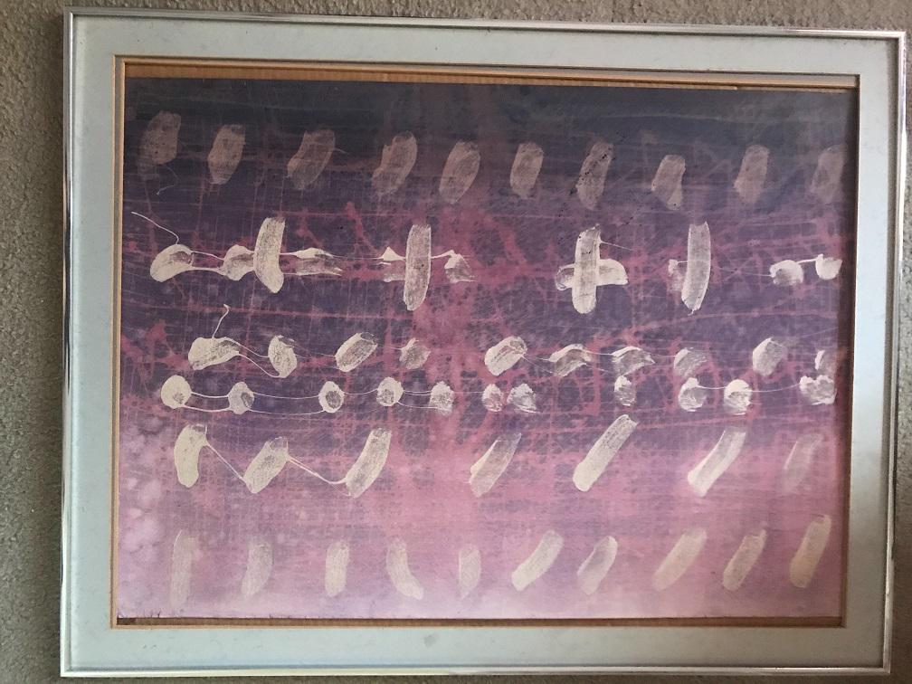 Contemporary Mixed Media on Paper Painting: Unique artist technique with organic vegetable dyes on paper.