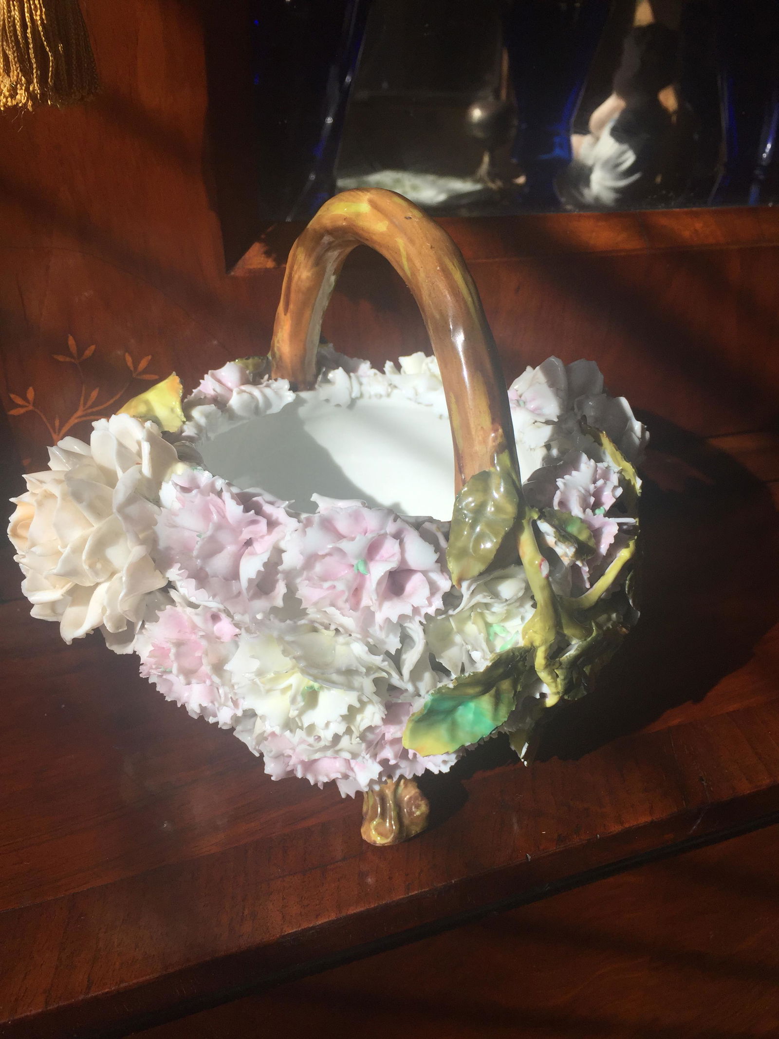 German Porcelain Flower Basket: Sitzendorf