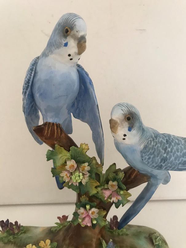 Staffordshire Sculpture of Budgies by J.T.Jones (1 of 5)