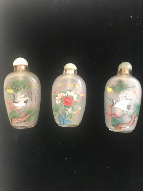 3 pcs Chinese Crystal Perfume Bottles Reverse painting (1 of 2)