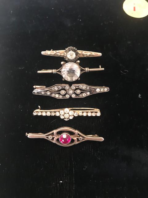 5 pcs Antique Pin Brooches Silver (1 of 3)