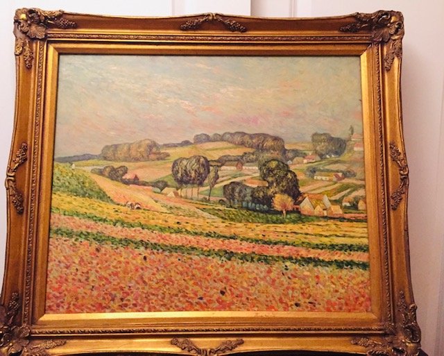 Signed Eekhout,Belgian Pointillist Landscape: Belgian artist, pointillist landscape painting