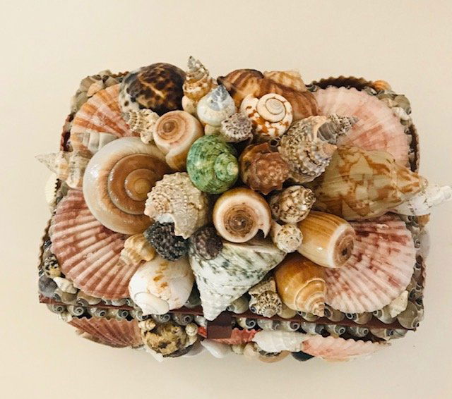 Sea shell encrusted jewelry box Redmille style (1 of 4)