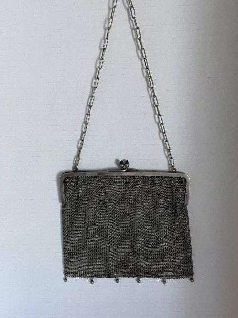 Antiques Continental Silver Mesh Evening Ladies Purse 7 7/8 oz (1 of 4)