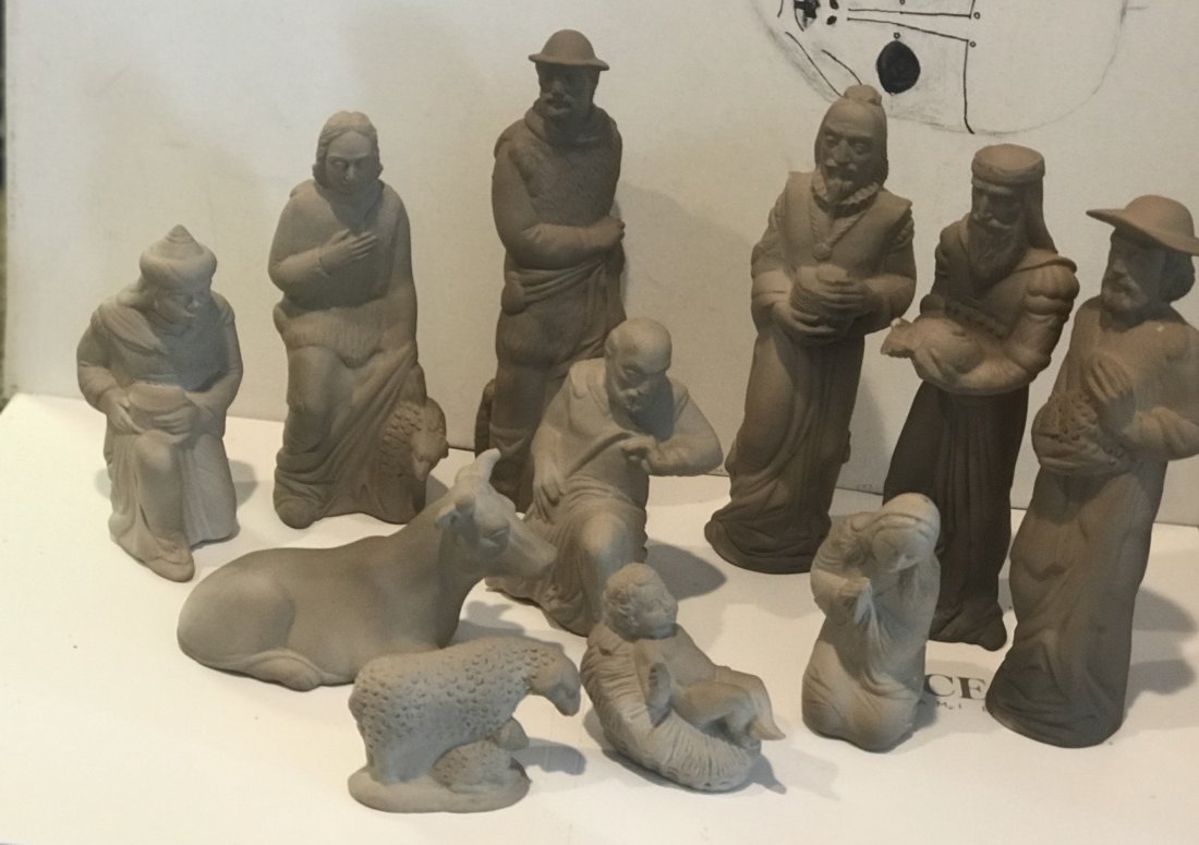 Vintage Bisque Porcelain Nativity Figurines: Vintage bisque porcelain nativity figurines.