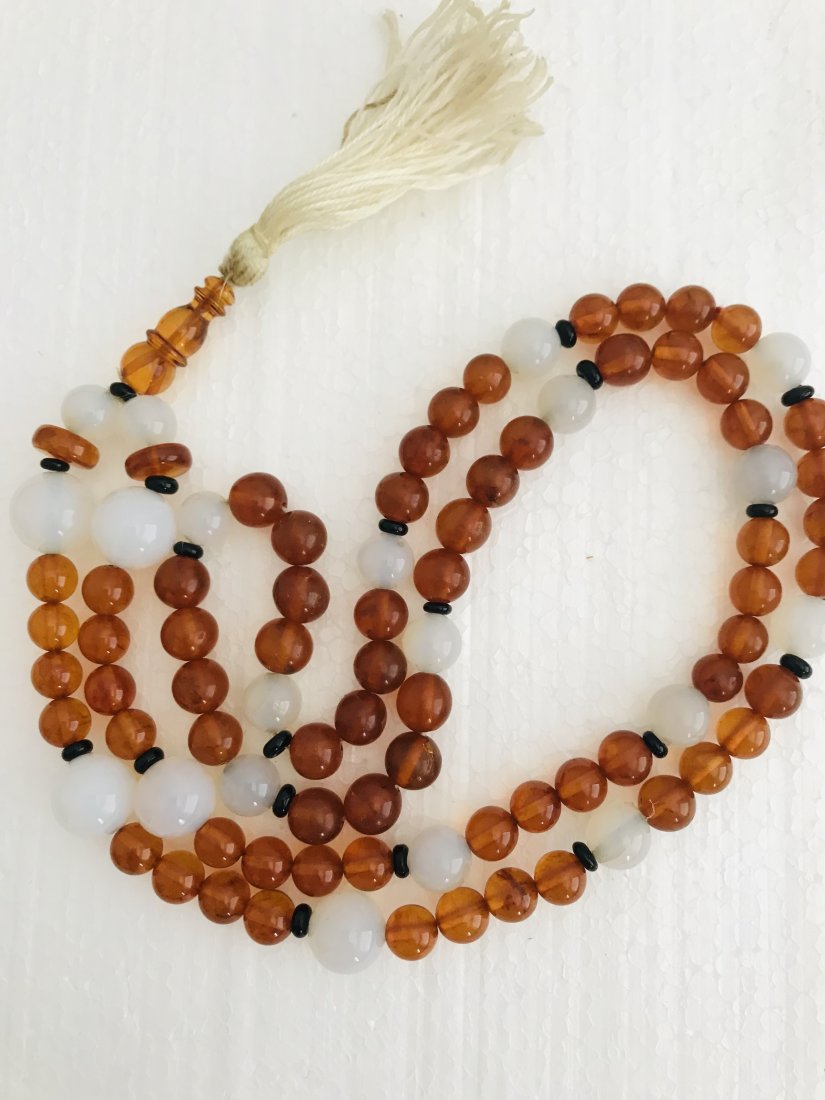 Antique Chinese White Jade Amber Prayer Beads (1 of 3)