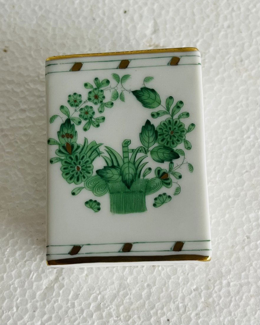 Vintage Herend Porcelain Matchbox Toothpick Stand: Vintage Herend porcelain matchbox or toothpick stand.