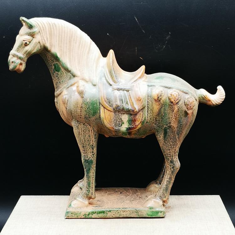Tri-color green glazed war horse (1 of 9)