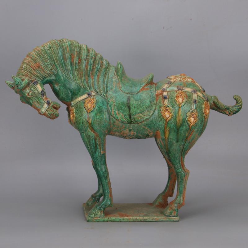 Tri-color green-glazed hook-headed horse (1 of 12)