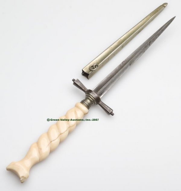 EUROPEAN IVORY-HANDLE DAGGER, blade with four conc