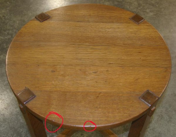 STICKLEY ARTS & CRAFTS OAK STAND TABLE, round top - 2