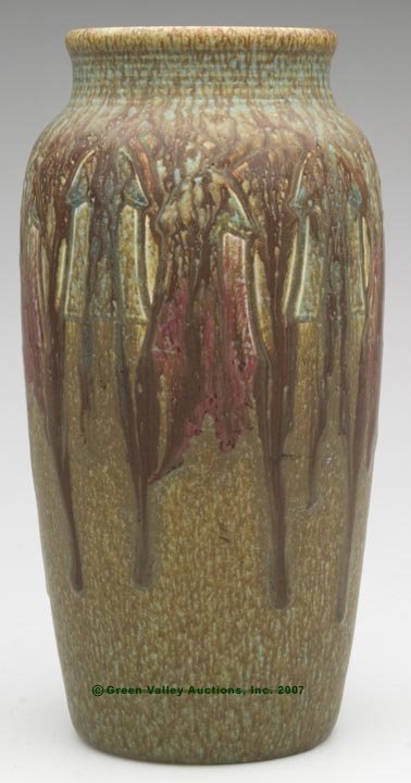ROOKWOOD VASE, mottled and running brown, green an - 2