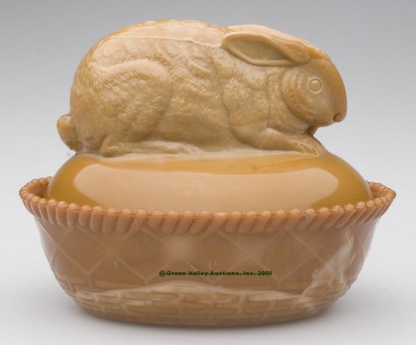 GREENTOWN RABBIT COVERED DISH, chocolate, on baske