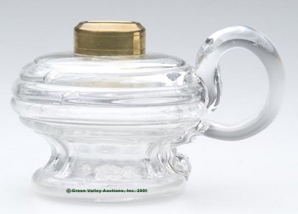 BLOWN-MOLDED FOOTED FINGER LAMP, kerosene period,