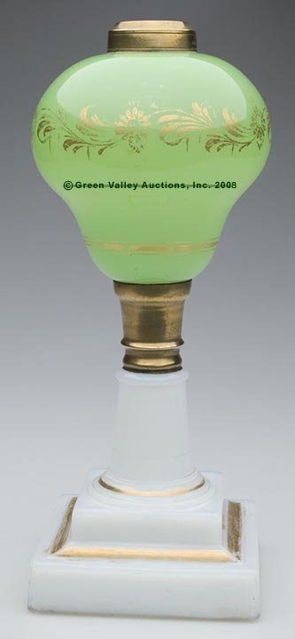 BLOWN-MOLDED FONT STAND LAMP, kerosene period, tra
