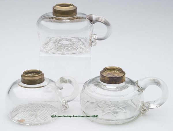 BLOWN-MOLDED PATTERNED BASE FINGER LAMPS, LOT OF TH