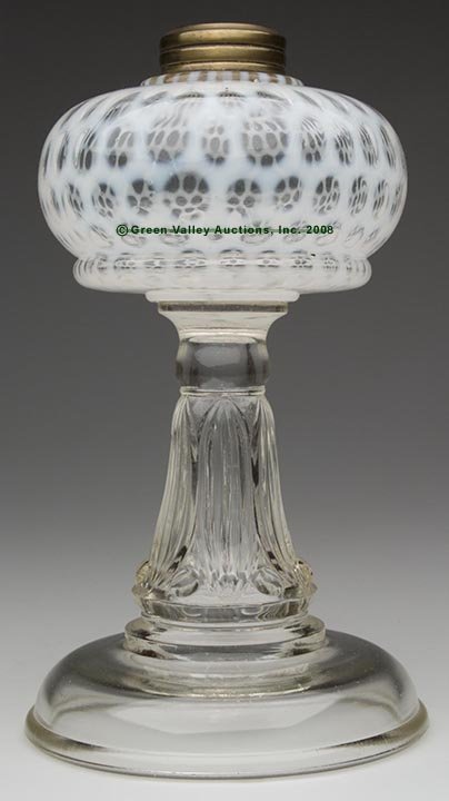 LEAF AND JEWEL STAND LAMP, kerosene period, color