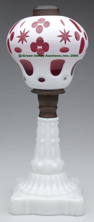 CUT OVERLAY STAR AND QUATREFOIL STAND LAMP, keros